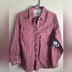 Classic Pink Plaid Women Longsleeve Shirt